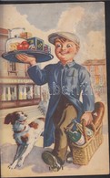 Cca 1930 Bevásárlásból Hazafelé, Reklám Nyomat, Gebhardt Szignóval, Karton, 28,5×18 Cm - Advertising