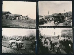 Cca 1914-1918 Katonai Alakulatok Táborhelye és Haladása Autóval, 4 Db Eredeti Negatívról Előhívott Fotó, 9×12 Cm - Other & Unclassified
