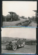 Cca 1914-1918 Katonák, Katonai Alakulatok Autókkal, 2 Db Eredeti Negatívról Előhívott Modern Fotó, 9×12 Cm - Altri & Non Classificati