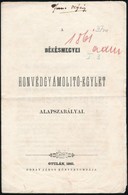 1861 A Békésmegyei Honvédgyámolító Egylet Alapszabályai. Gyula, 1861. Dobay János. 8p. - Andere & Zonder Classificatie