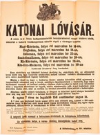 1896 Katonai Lóvásár Nagyméretű Plakája 49x58 Cm. Hajtogatva - Andere & Zonder Classificatie