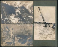Cca 1914-1918 Hadihajók, Matrózok, Stb., 6 Db Albumlapra Ragasztott Fotó, 13×8 Cm - Other & Unclassified