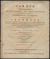 1816 Nemeskéri Kiss Pál (1793-1847): Carmen Honoribus Eminentissimi, Ac Reverendissimi Domini Domini Gabrielis Antonii E - Unclassified