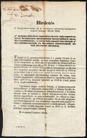 1852 Hirdetmény A Dohányültetési Engedélyekről. 24x38 Cm - Non Classés