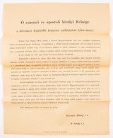1896 Ferenc József Levele Hirdetmény Formában Az Ezredéves Kiállítás Lezárása Után A Kiálltás érdemeit Méltatva 34x41 Cm - Ohne Zuordnung