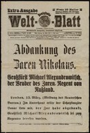 1917 A Welt-Blatt Különszáma, Címlapján II. Miklós Cár Lemondásának Hírével - Zonder Classificatie