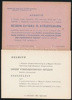 1952-1953 Magyar Jogász Szövetség Sztálin 73. Születésnapjára Rendezett ünnepi ülésének, és Halála Alkalmából Rendezett  - Unclassified