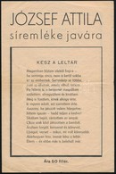 Cca 1970 József Attila Síremléke Javára. Bp., Világosság Rt., 2 Sztl. Lev. - Zonder Classificatie