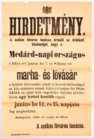 1896 Budapest Székesfőváros Hirdetménye A Medárd-napi Országos Marha- és Lóvásár Egy Héttel Történő Elhalasztásáról. Jó  - Other & Unclassified