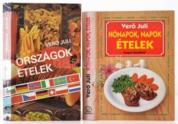 Verő Juli Két Műve: 
Országok-ételek. Hónapok, Napok, ételek. Bp., 1985-1996, Népszava-Magyar Könyvklub. Kiadói Kartonál - Non Classés
