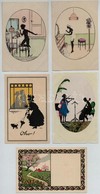 ** 5 Db RÉGI Sziluettes Művészlap, 3 Manni Grosze / 5 Pre-1945 Silhouette Art Postcards, 3 Manni Grosze - Non Classés