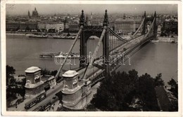 * T2/T3 Budapest, Erzsébet Híd, Villamosok, 'Carl Ludwig' Lapátkerekes Gőzhajó (EK) - Unclassified