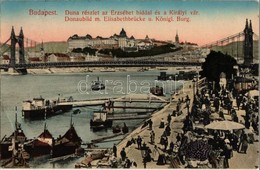T2 1911 Budapest, Dunai Rakpart, Piac, Dinnyevásár, Erzsébet Híd, Háttérben A Vár - Unclassified