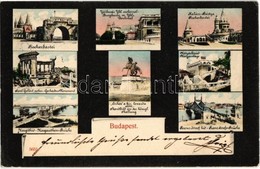 T2/T3 1906 Budapest, Halászbástya, Szent Gellért Szobor, Margithíd, Csikós A Kir. Lovarda Előtt, Várbazár és Ybl Szobor, - Zonder Classificatie