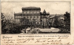 T3/T4 1905 Budapest V. Magyar Kir. Tudományos Akadémia, Széchenyi Szobor (ragasztónyom / Glue Mark) - Non Classés