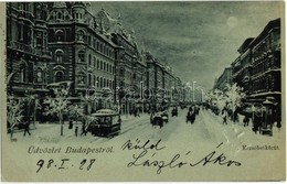 T2 1898 Budapest VII. Erzsébet Körút Télen, Villamos, Este - Non Classés