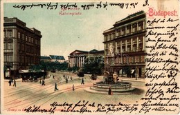 T2 1904 Budapest VIII. Kálvin Tér, Szökőkút, Villamosok, Nemzeti Múzeum. Litho - Non Classificati