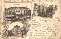 T3/T4 1905 Borszék, Borsec; Mélik és Remény Szálloda, Pokol Torka / Hotels. Art Nouveau, Floral (lyuk / Hole) - Non Classificati