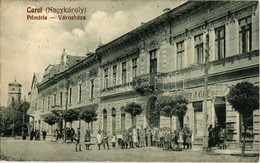 T2/T3 Nagykároly, Carei; Primaria, Farmacie / Városháza, Gyógyszertár, üzletek. Kiadja A Taub Hírlapiroda / Town Hall, P - Non Classés