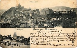 T3 1901 Segesvár, Schässburg, Sighisoara; Totalansicht, Marktplatz / Látkép, Vár, Piactér, Piaci árusok és üzletek. Kiad - Zonder Classificatie