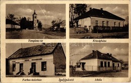 T2/T3 1943 Ipolypásztó, Pásztó, Pastovce; Templom Tér, Községháza, Iskola, Farkas üzletház és Farkas Lászlóné Kiadása /  - Zonder Classificatie