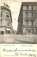 T2 1904 Kassa, Kosice; Kossuth Lajos Utca, Strausz üzlete, Gyógyszertár / Street, Shop, Pharmacy - Zonder Classificatie