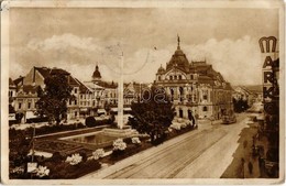 * T2/T3 Kassa, Kosice; Divadlo A Vlajkovy Obelisk / Színház, Obeliszk, Emlékmű, Villamos, üzletek / Theater, Obelisk, Mo - Unclassified