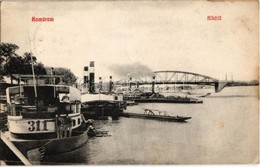T2/T3 1908 Komárom, Komárno; Kikötő, Gőzhajók, Híd. Kiadja L. H. Pannonia VIII. / Port With Steamships, Bridge (EK) - Zonder Classificatie