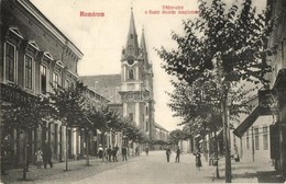 T2 Komárom, Komárno; Nádor Utca, Szent András Templom, üzletek. Czike Dénes Kiadása / Street View, Church, Shops - Zonder Classificatie