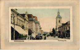 T2 1911 Beregszász, Berehove; Verbőczy (Werbőczy) Tér, Törvényszék, Református Templom, üzletek, Royal Szálloda, étterem - Zonder Classificatie