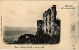 ** T2/T3 Huszt, Chust, Khust; Huszt Madártávlatból A Várral. Kiadja Kaufmann Ábrahám / Khustskyi Zamok / Castle Ruins (f - Zonder Classificatie