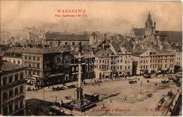 ** T2/T3 Warsaw, Warszawa; Plac Zamkowy / Castle Square With Shops, Horse-drawn Tram. Phototypie Scherer, Nabholz & Co.  - Unclassified