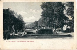 ** T4 Napoli, Villa Nazionale, La Fontana / Park, Fountain, Hotel Du Sempione Advertisement On The Backside (EM) - Zonder Classificatie