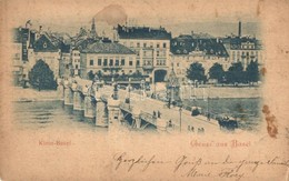T2/T3 1899 Basel, Klein-Basel; Hotel Du Rhin, White Cross Hotel, Hotel Krafft, Bridge (EK) - Zonder Classificatie