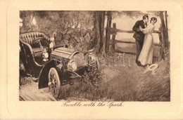 * T2/T3 Trouble With The Spark / Romantic Couple, Humour, Automobile, Pictorial Comedy Postcard No. 85. S: Balfour (EK) - Ohne Zuordnung