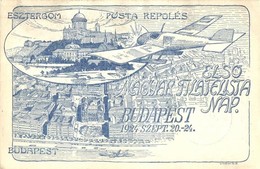 * T2/T3 1924 Budapest-Esztergom, Első Magyar Filatelista Nap, Posta Repülés / First Hungarian Philatelist Day, Post Flig - Non Classés