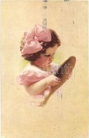 T2/T3 Child With Handheld Mirror, N.H.(?) No. 654/3, Artist Signed (EK) - Unclassified