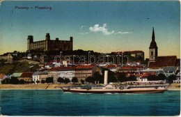 T2 1914 Elisabeth Lapátkerekes Gőzhajó Pozsonynál A Vár Előtt / 'Elisabeth' Passenger Paddle Steamer In Bratislava (Pres - Unclassified