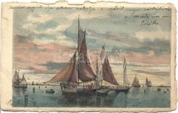 T2/T3 Sailboats, Hand-painted Postcard, Aquarell - Non Classés