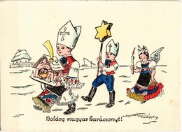 ** T2/T3 Boldog Magyar Karácsonyt! / Hungarian Irredenta Christmas Greeting Art Postcard S: Pálffy (EK) - Unclassified