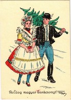 ** T2/T3 Boldog Magyar Karácsonyt! / Hungarian Irredenta Christmas Greeting Art Postcard S: Pálffy (EK) - Non Classificati