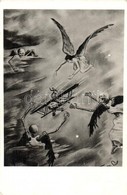 T2 1942 WWII Hungarian Military Art Postcard, Aircraft With Angels Of Death - Non Classificati