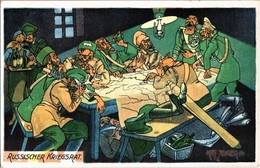 ** T2 Russischer Kriegsrat / 'Orosz Haditanács' Humoros Oroszellenes Karikatúra Részeg Tisztekkel / 'Russian War Council - Unclassified