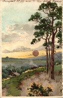 T3 1899 Sunset Over The Homestead, Winkler & Schorn Sonnenschein-Postkarte Serie VI., Golden Decoration Litho (Rb) - Unclassified