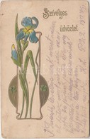 T2/T3 Embossed Floral Art Nouveau Postcard (EK) - Zonder Classificatie