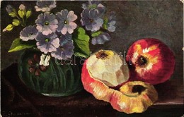 * T2/T3 Apple And Flowers, Still Life, Erika No. 2856, S: A. Gammius Boecker (EK) - Ohne Zuordnung