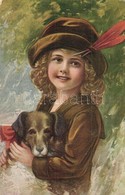 T2/T3 Girl In Hat With Dog, H. Nr. 510 (EK) - Ohne Zuordnung