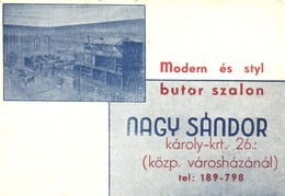 * T2/T3 Budapest, Nagy Sándor Modern és Styl Bútorszalon, Belső. Reklámlap; Károly Körút 26. / Hungarian Furniture Shop  - Unclassified