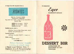 ** Eger Dessert Bor. Ajánlataink 1967. Karácsony és Újév ünnepeire: Eger Csillaga, Egri Merengő, Medoc Cordinal és Hemus - Unclassified