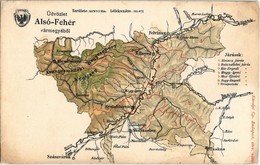 ** T3/T4 Alsó-Fehér Vármegye Térképe. Kiadja Károlyi Gy. / Comitatul Alba De Jos / Alsó-Fehér County Map (r) - Non Classés